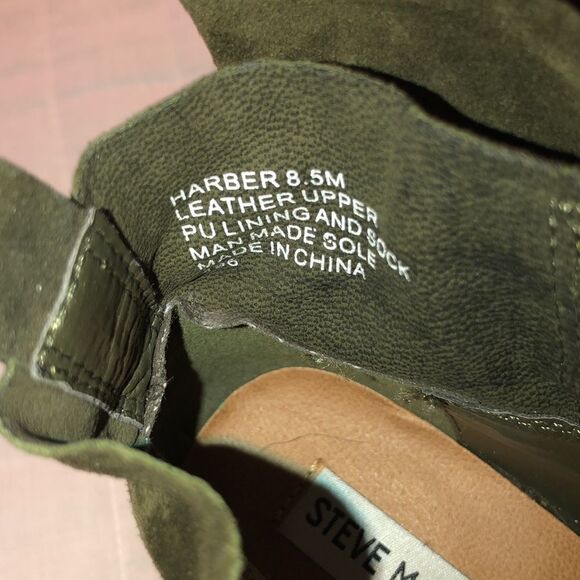 Steve Madden 8.5 Harber Suede Leather Ankle Booties in Camo Olive Green - Picture 6 of 12